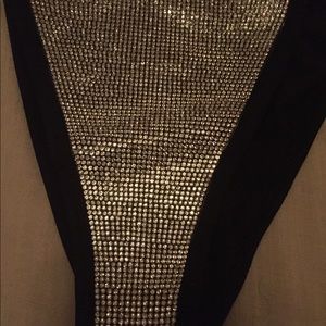 Black, diamond studded, custom made bikini.